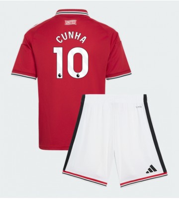 Manchester United Matheus Cunha #10 Replika Hemmatröja Barn 2026-27 Kortärmad (+ Korta byxor)